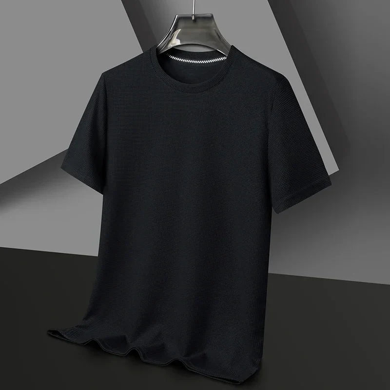 Men's Waffle-Knit Blend T-Shirt with Crew Neck and Short Sleeves