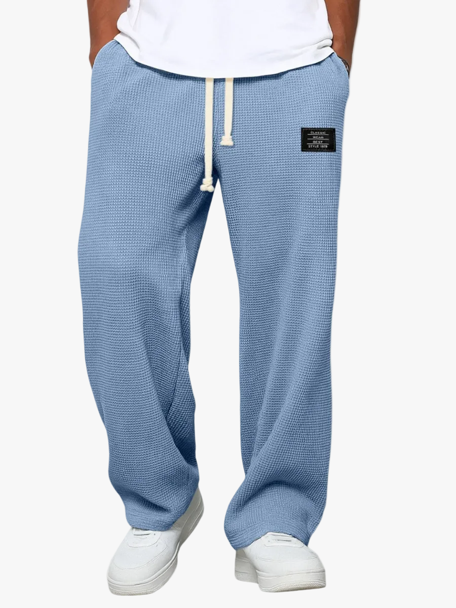 Men's Wide-Leg Woven Pants with Drawstring Waist and Side Pockets