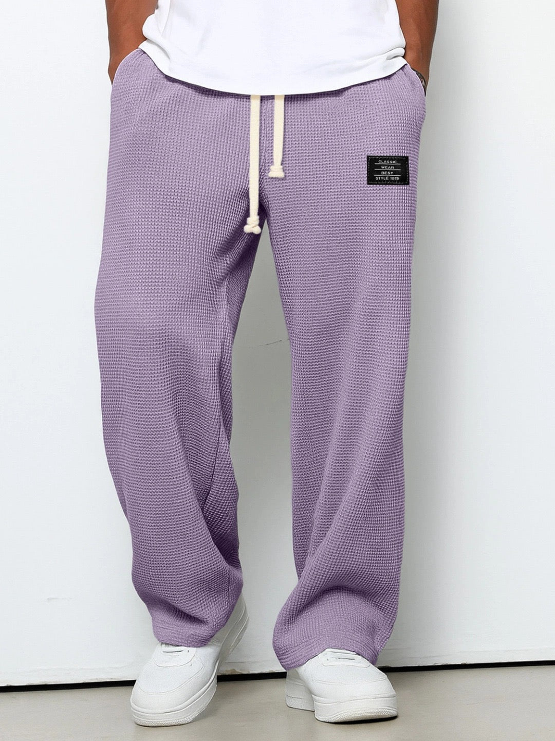Men's Wide-Leg Woven Pants with Drawstring Waist and Side Pockets