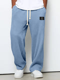 Men's Wide-Leg Woven Pants with Drawstring Waist and Side Pockets