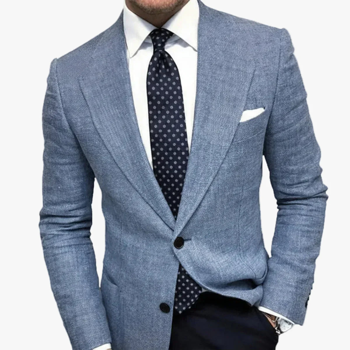 Men's Woven Blazer with Notch Lapels and Two-Button Front