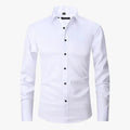 Men's Woven Blend Shirt with Button Placket and Point Collar