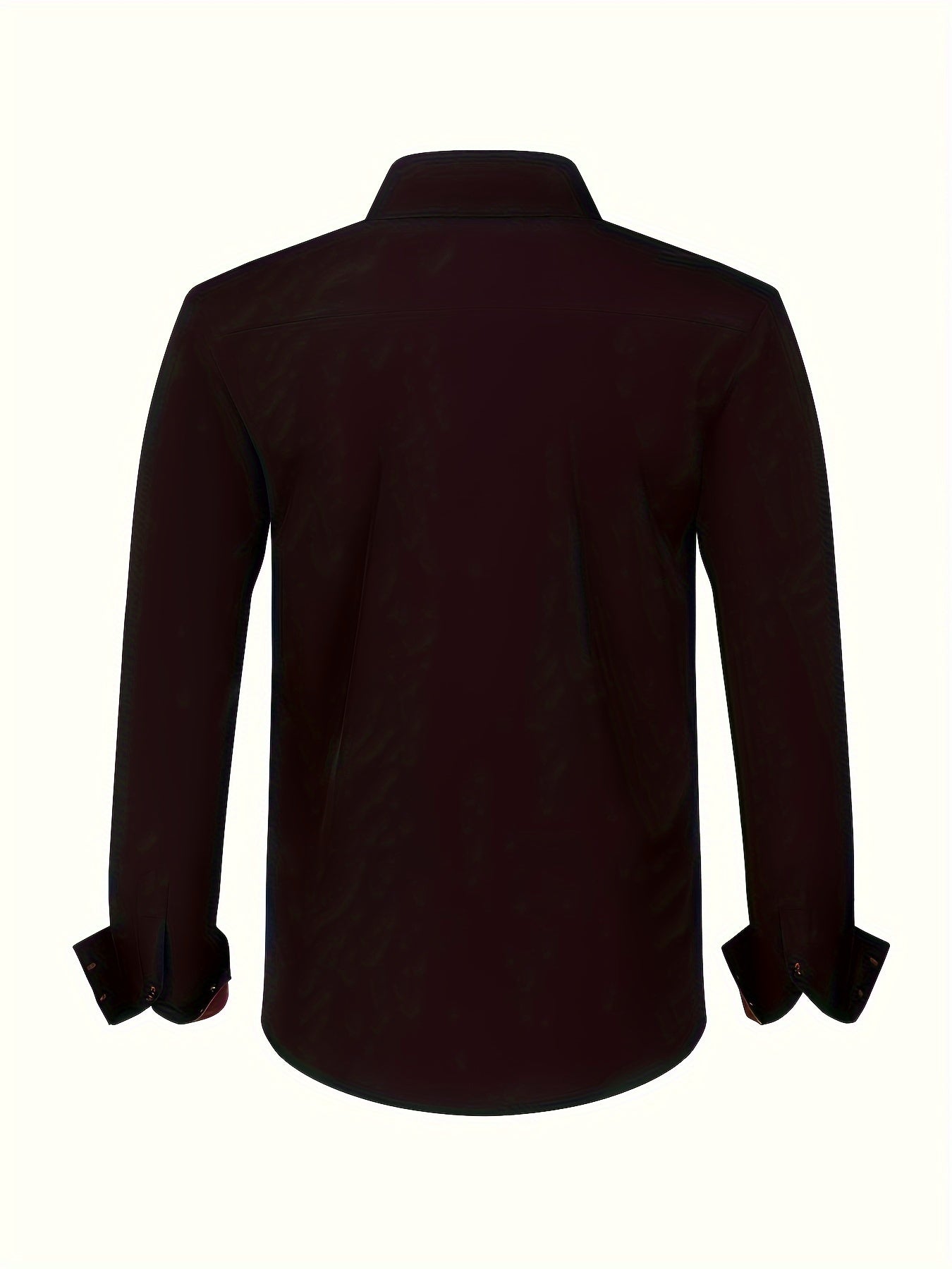 Men's Woven Button-Up Shirt with Patterned Cuffs and Collar