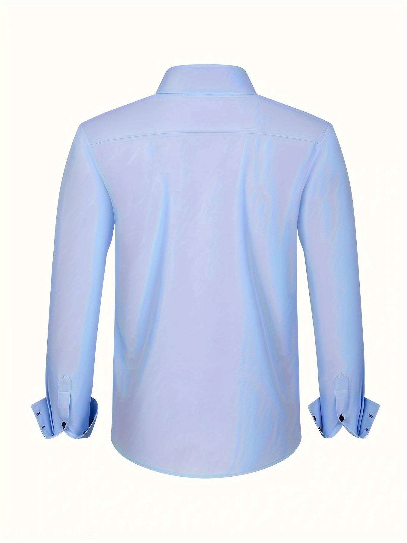 Men's Woven Button-Up Shirt with Patterned Cuffs and Collar