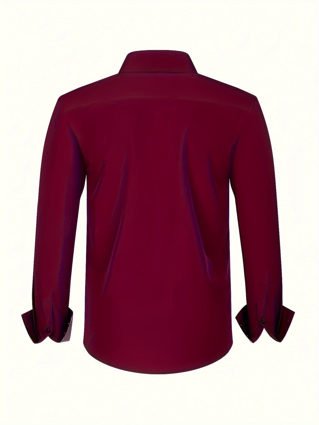 Men's Woven Button-Up Shirt with Patterned Cuffs and Collar