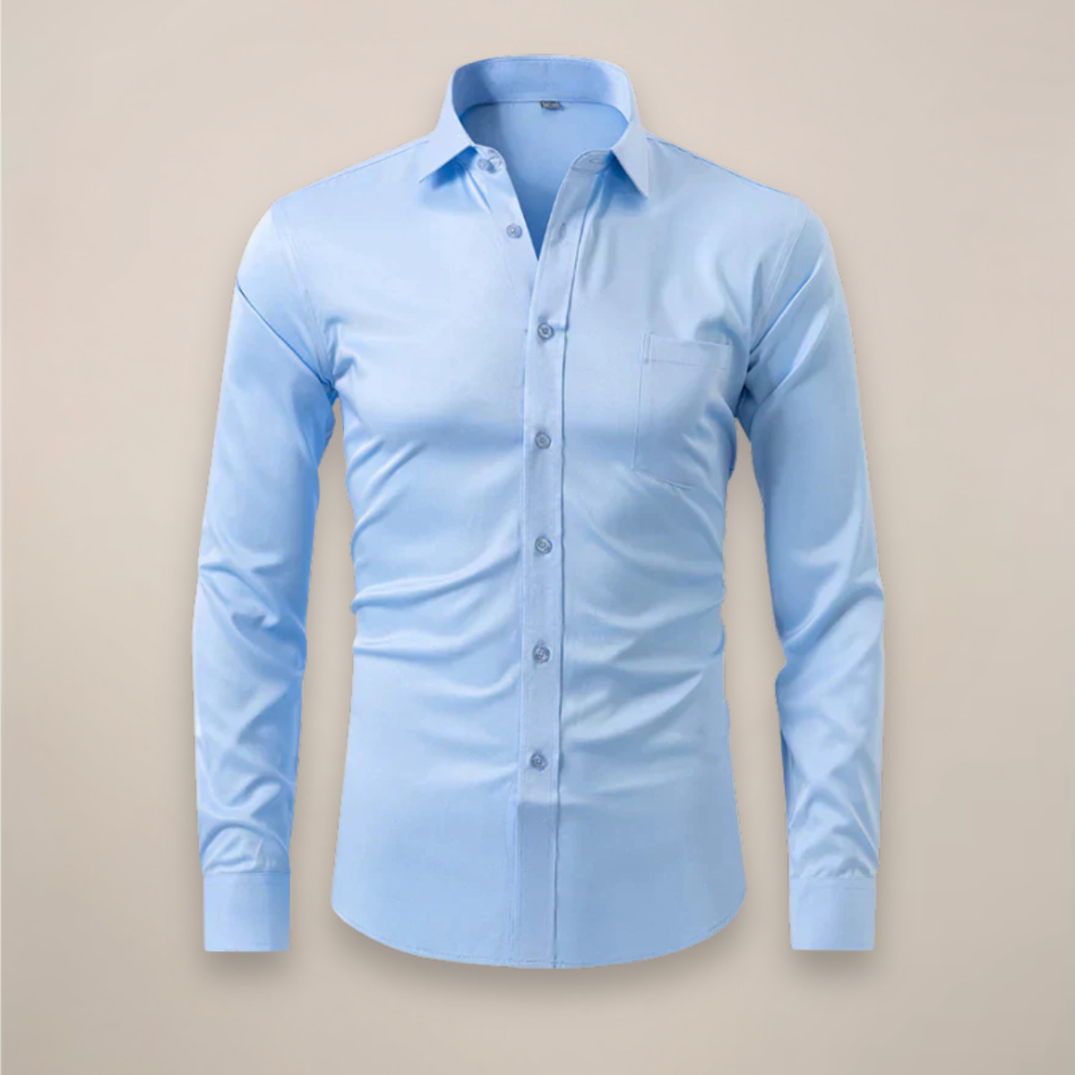 Men's Woven Button-Up Shirt with Point Collar and Button Cuffs