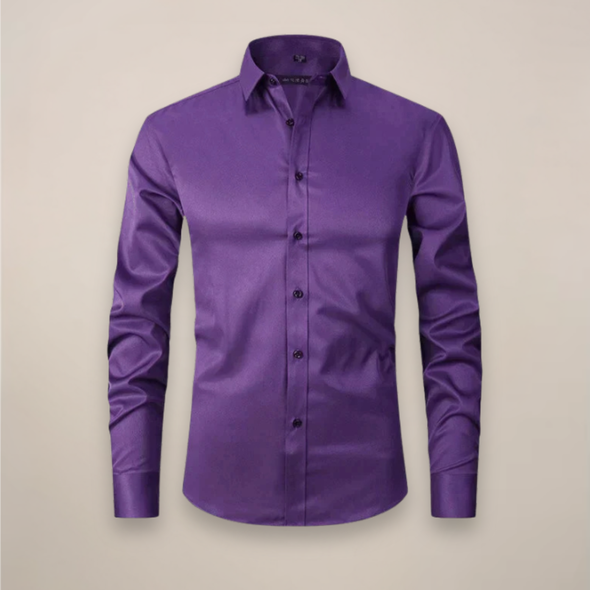 Men's Woven Button-Up Shirt with Point Collar and Button Cuffs