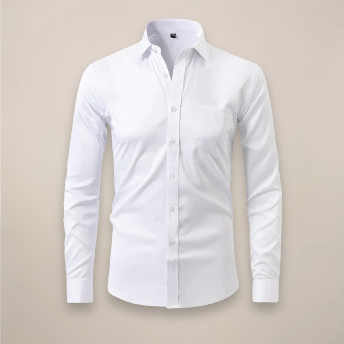 Men's Woven Button-Up Shirt with Point Collar and Button Cuffs