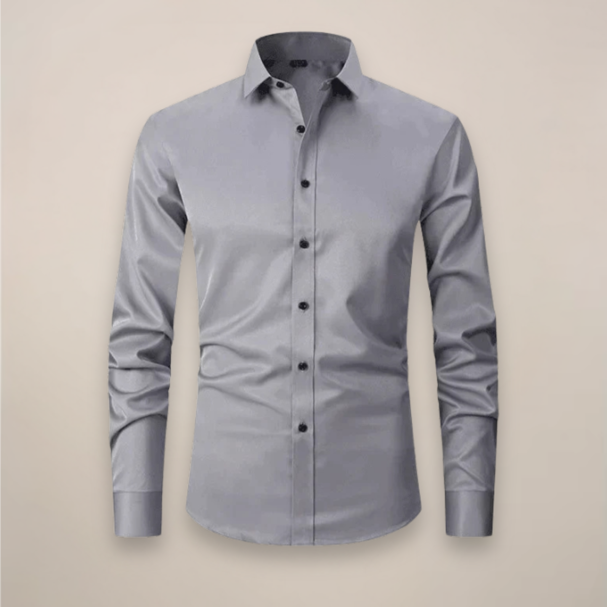 Men's Woven Button-Up Shirt with Point Collar and Button Cuffs