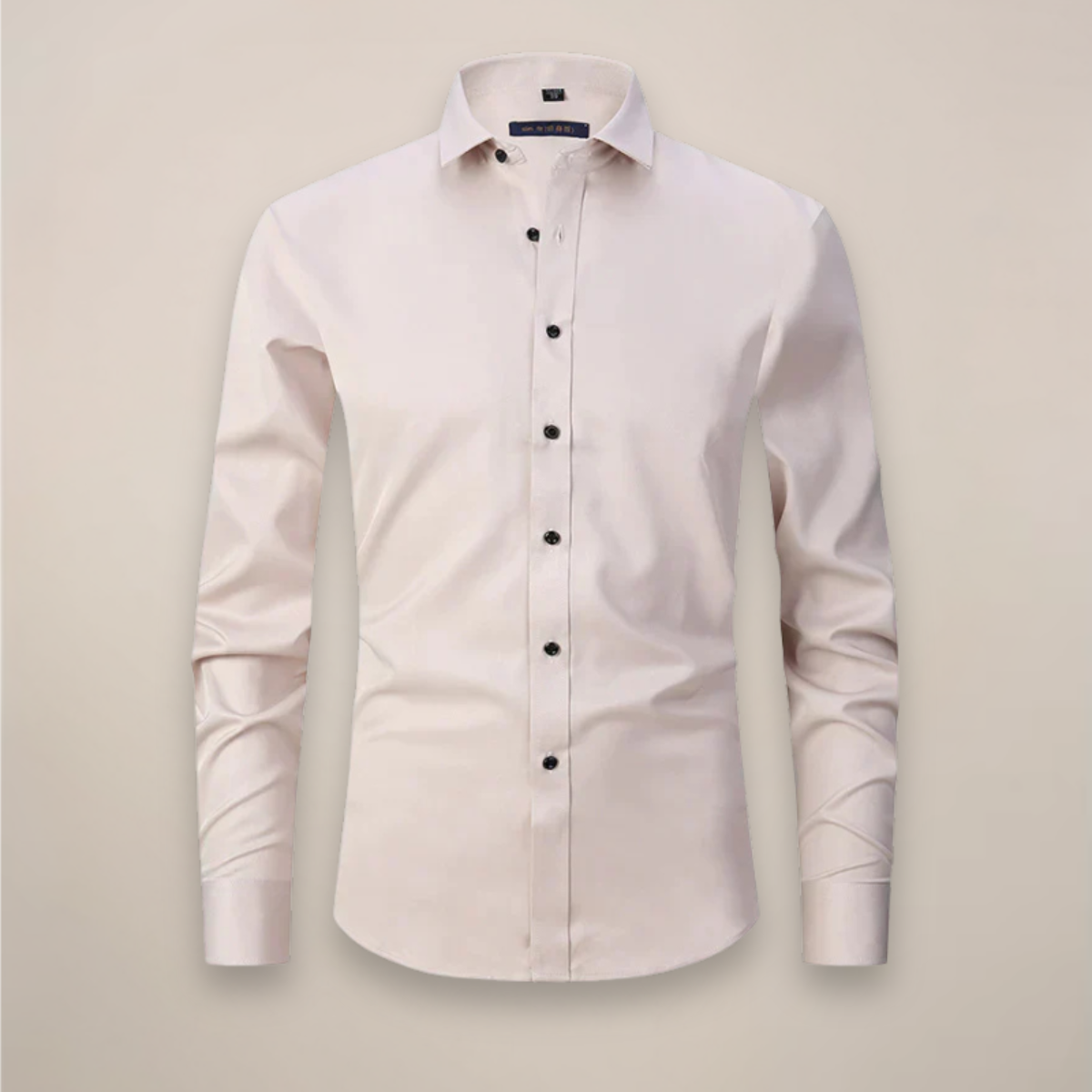 Men's Woven Button-Up Shirt with Point Collar and Button Cuffs