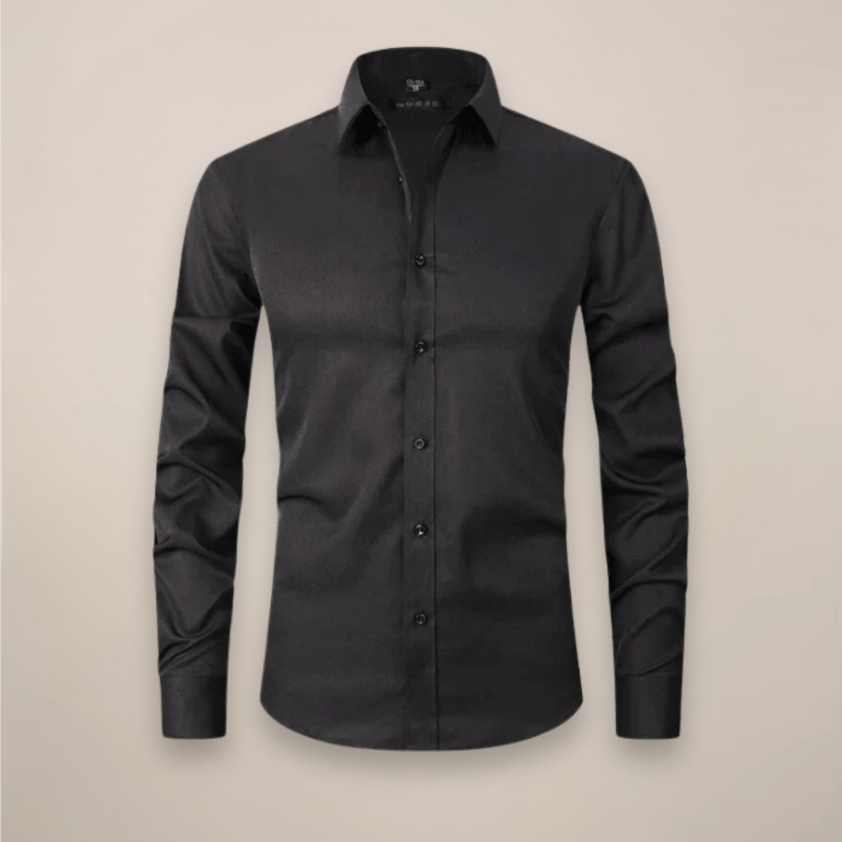 Men's Woven Button-Up Shirt with Point Collar and Button Cuffs