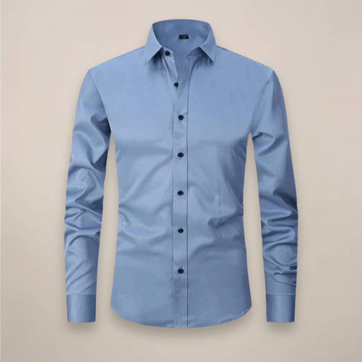 Men's Woven Button-Up Shirt with Point Collar and Button Cuffs