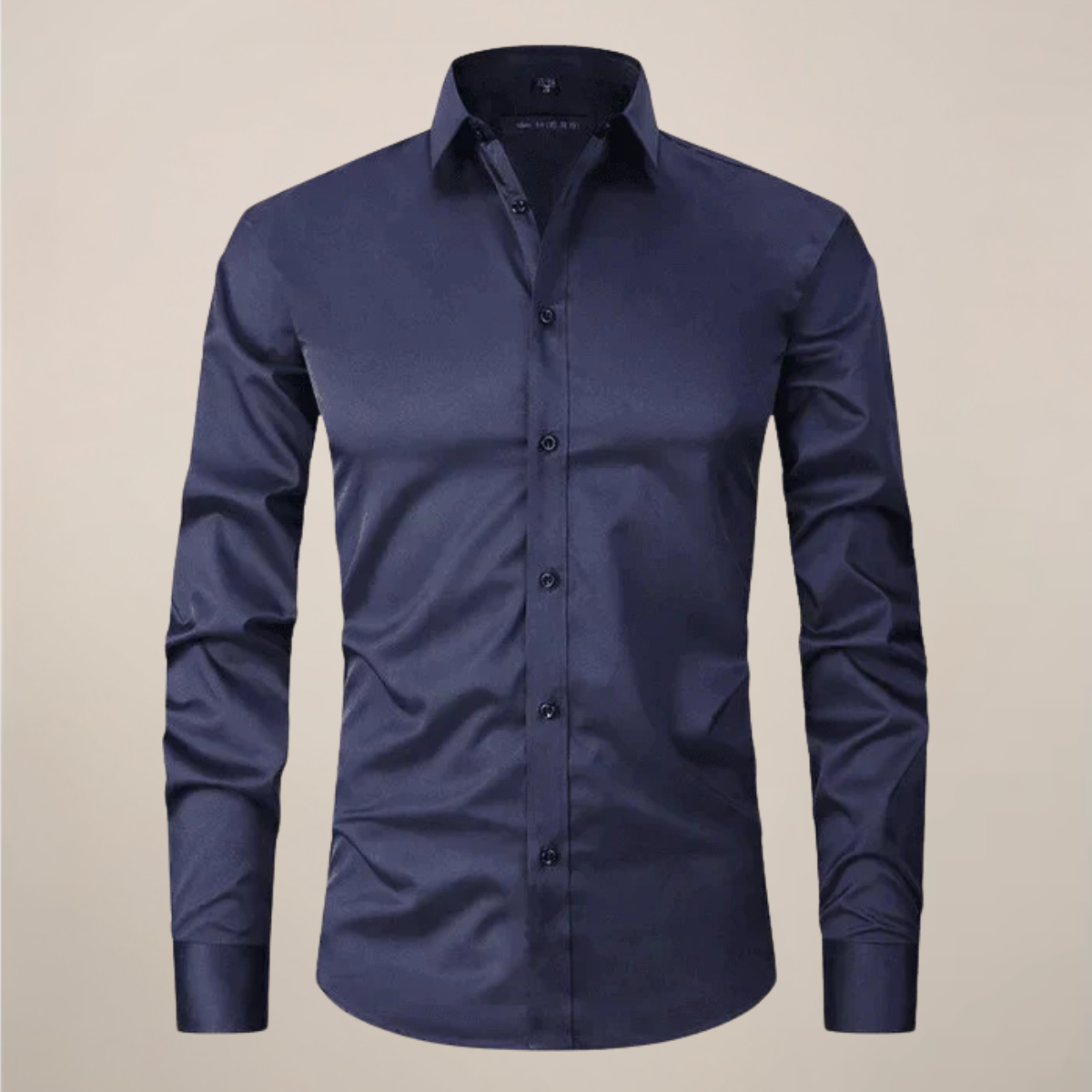Men's Woven Button-Up Shirt with Point Collar and Button Cuffs