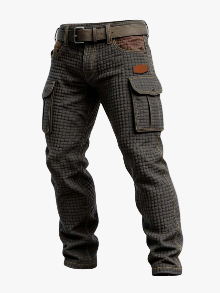 Men's Woven Cargo Pants with Flap Pockets and Belt Loops