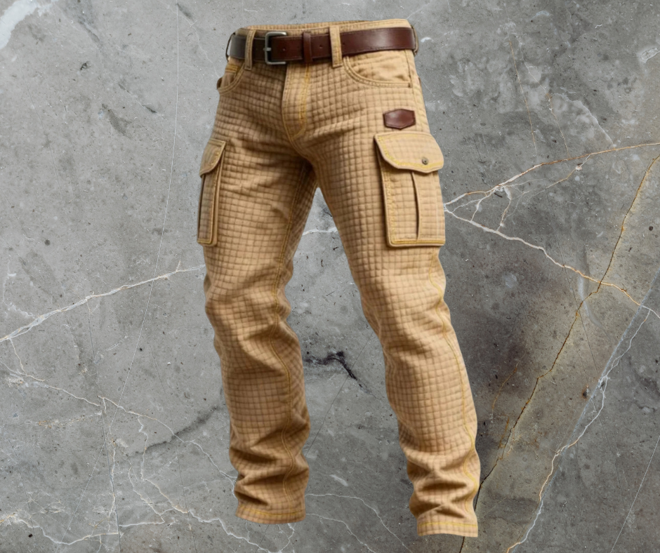 Men's Woven Cargo Pants with Flap Pockets and Belt Loops