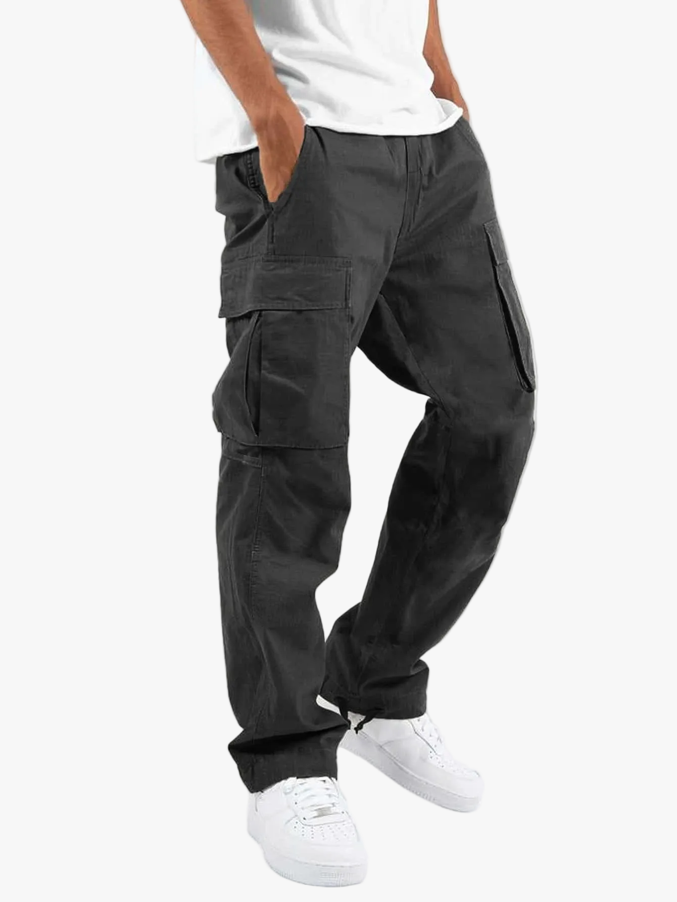 Men's Woven Cargo Pants with Zip Fly and Thigh Pockets