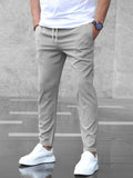 Men's Woven Jogger Pants with Drawstring Waist and Side Pockets
