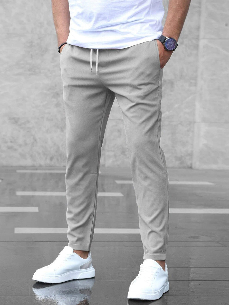 Men's Woven Jogger Pants with Drawstring Waist and Side Pockets