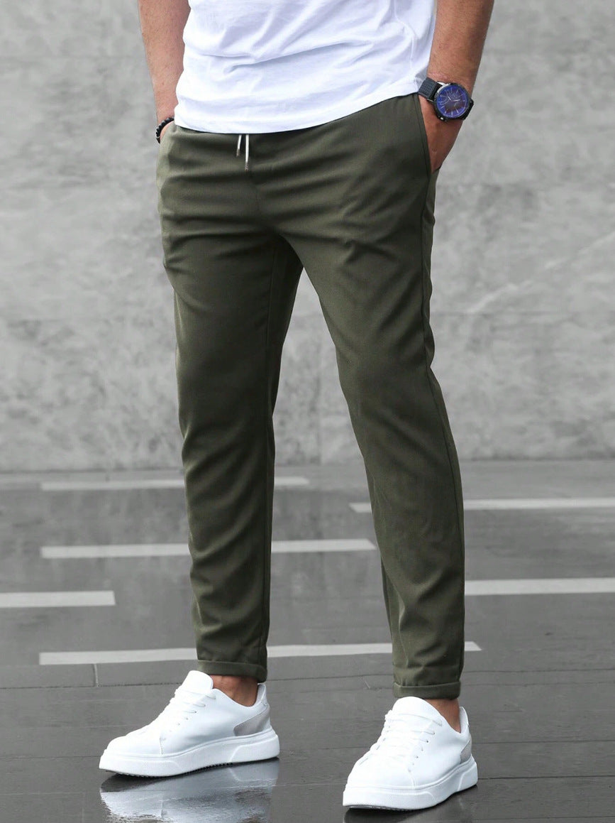 Men's Woven Jogger Pants with Drawstring Waist and Side Pockets