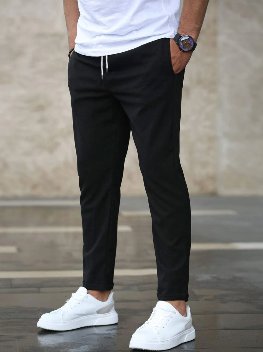 Men's Woven Jogger Pants with Drawstring Waist and Side Pockets
