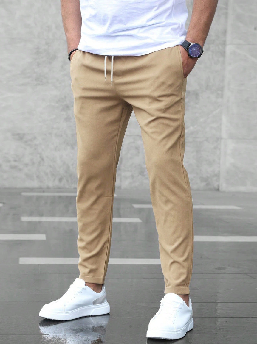Men's Woven Jogger Pants with Drawstring Waist and Side Pockets