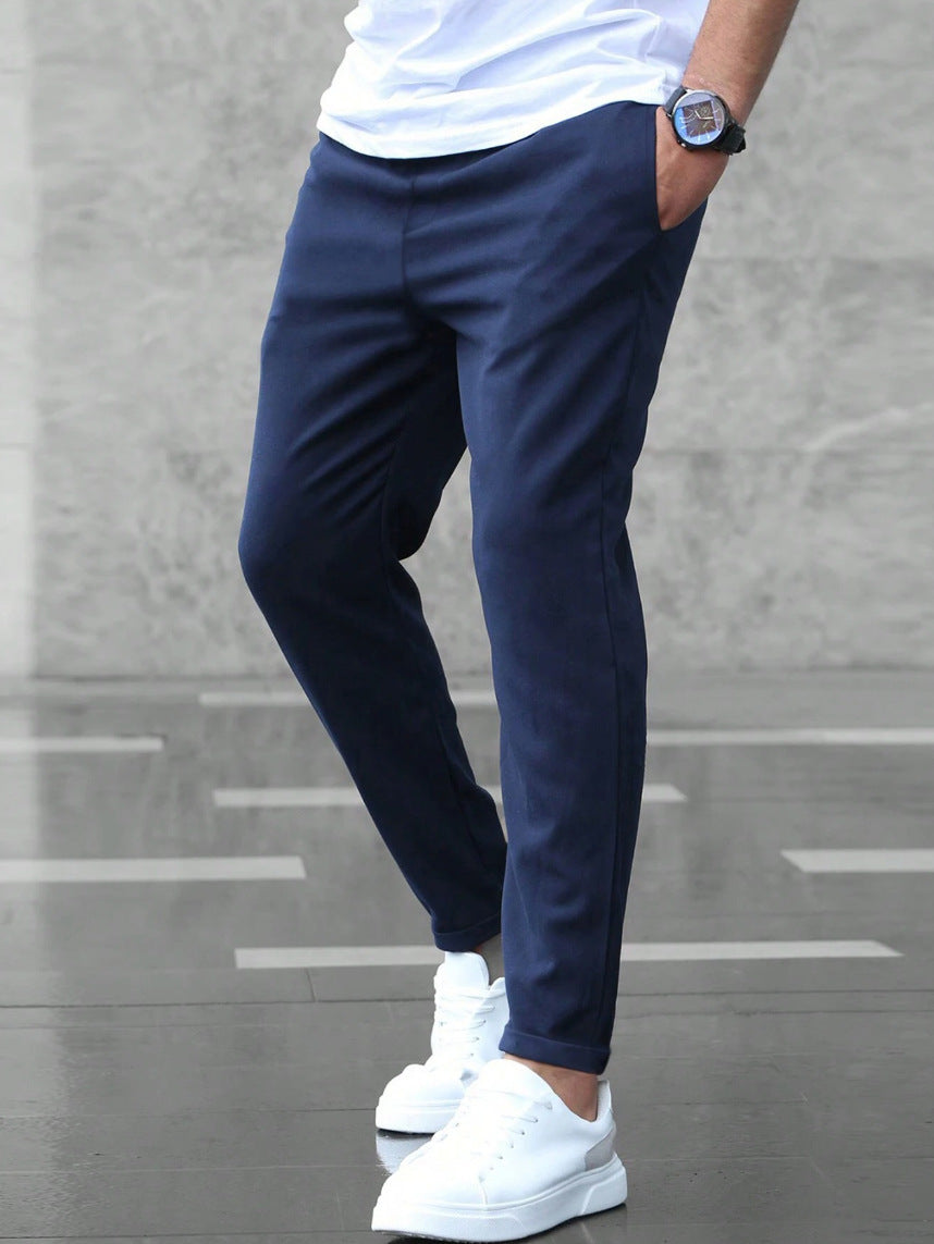Men's Woven Jogger Pants with Drawstring Waist and Side Pockets