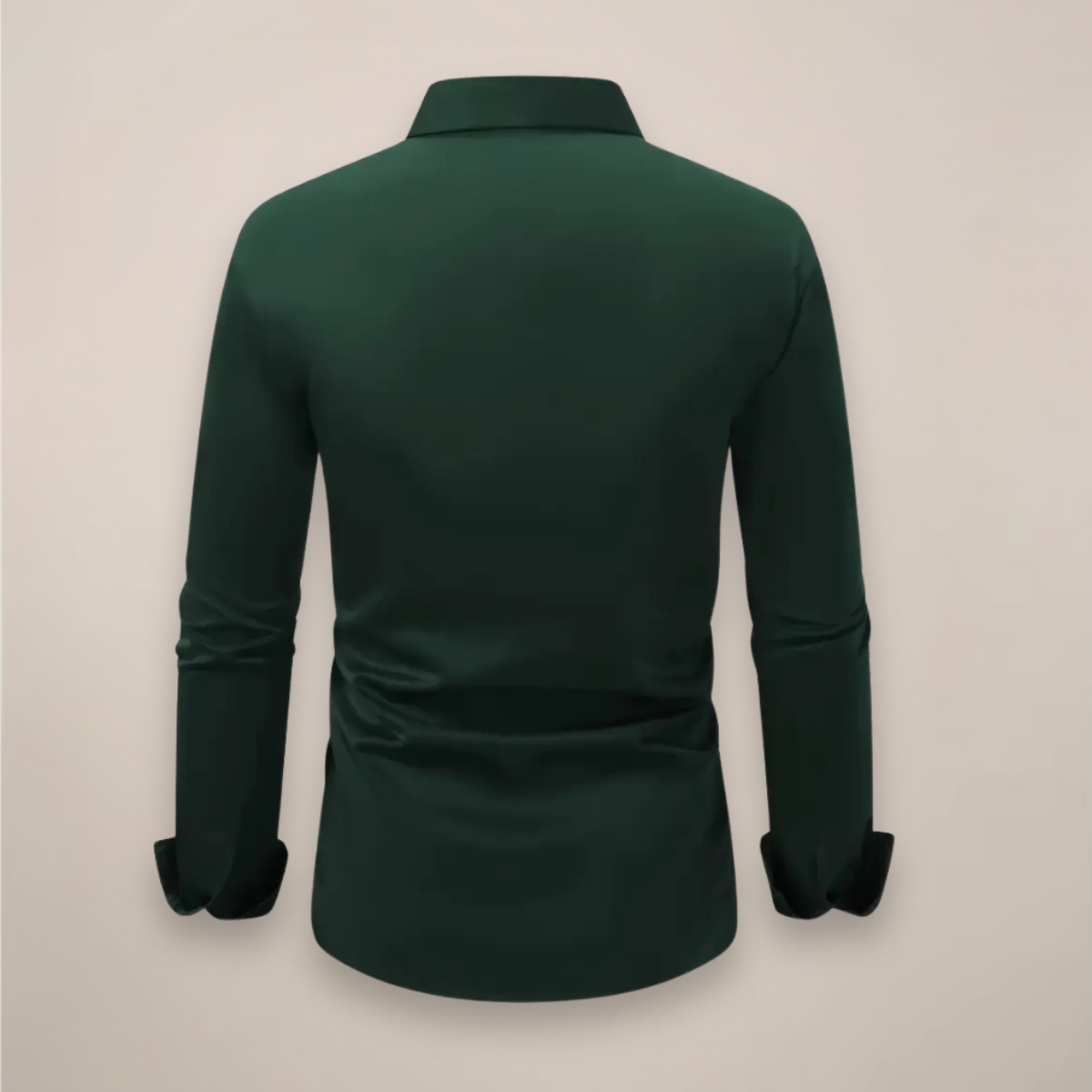 Men's Woven Long Sleeve Shirt with Notched Collar and Button Cuffs