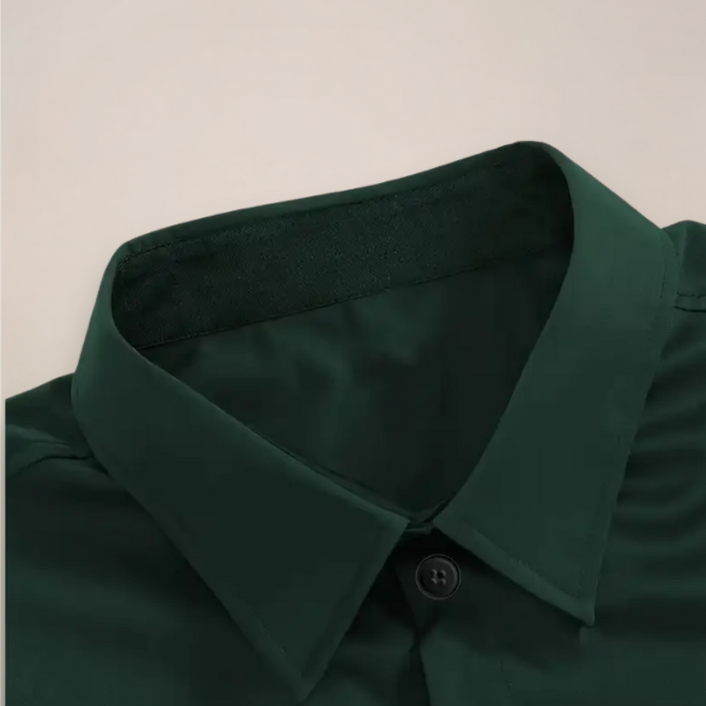 Men's Woven Long Sleeve Shirt with Notched Collar and Button Cuffs