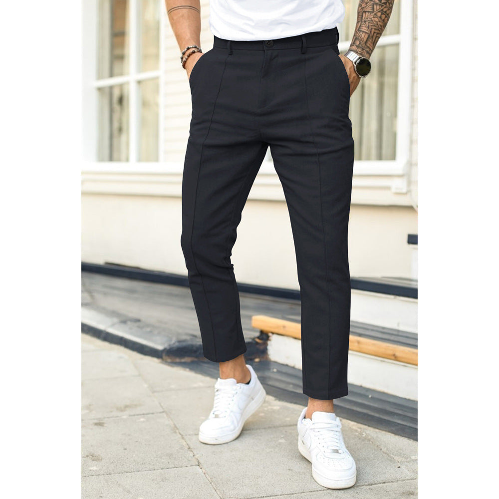 Men's Woven Pants with Tapered Leg and Belt Loops
