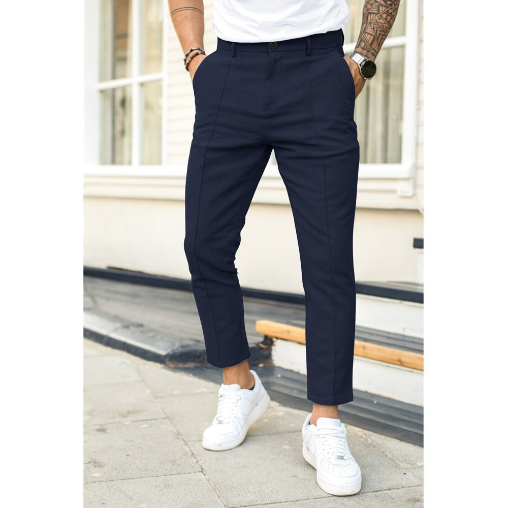Men's Woven Pants with Tapered Leg and Belt Loops