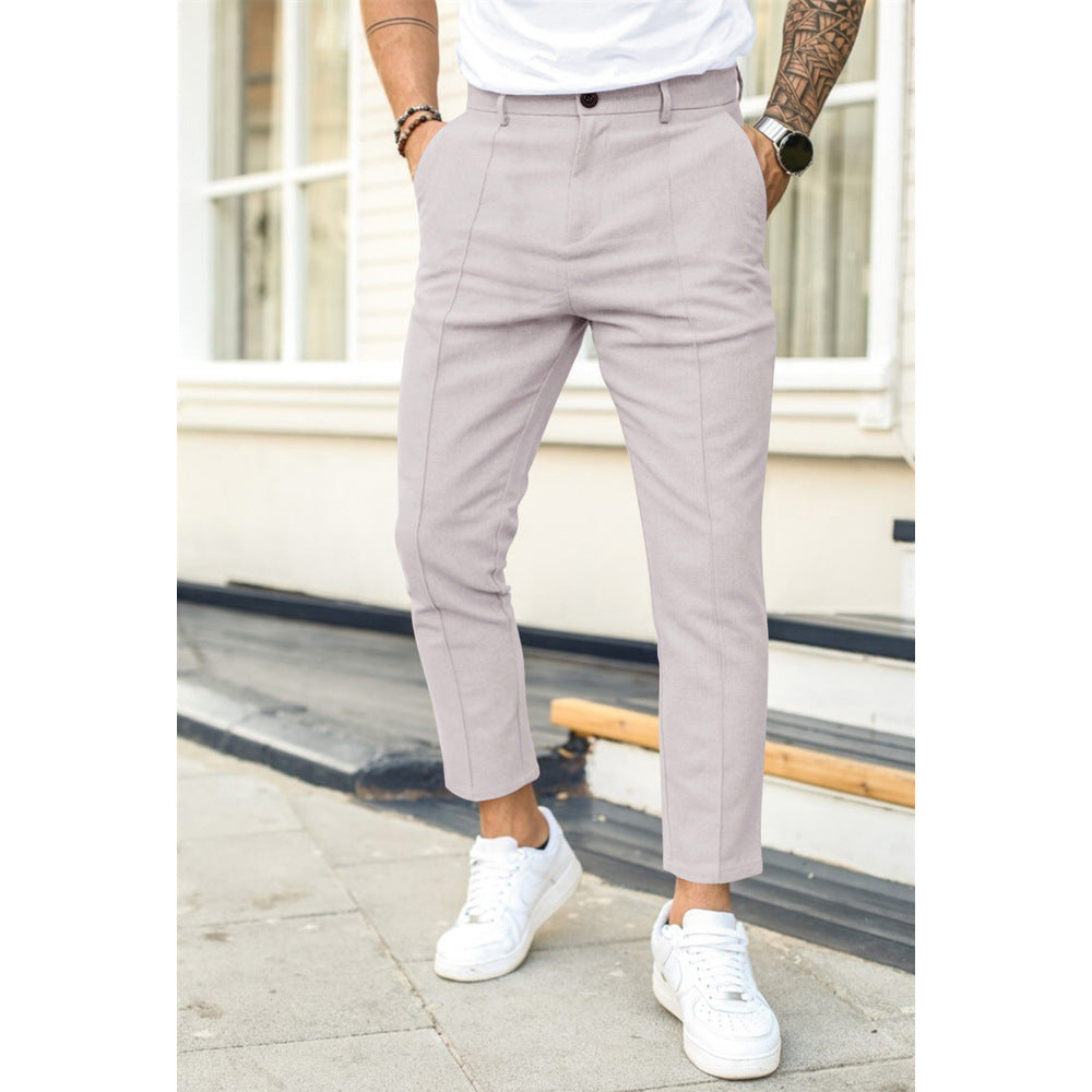 Men's Woven Pants with Tapered Leg and Belt Loops