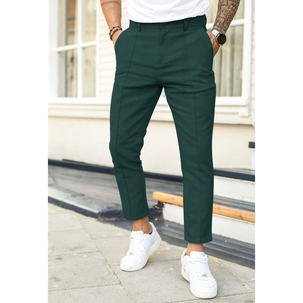 Men's Woven Pants with Tapered Leg and Belt Loops