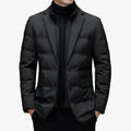 Men's Woven Puffer Jacket with Notch Lapel and Flap Pockets