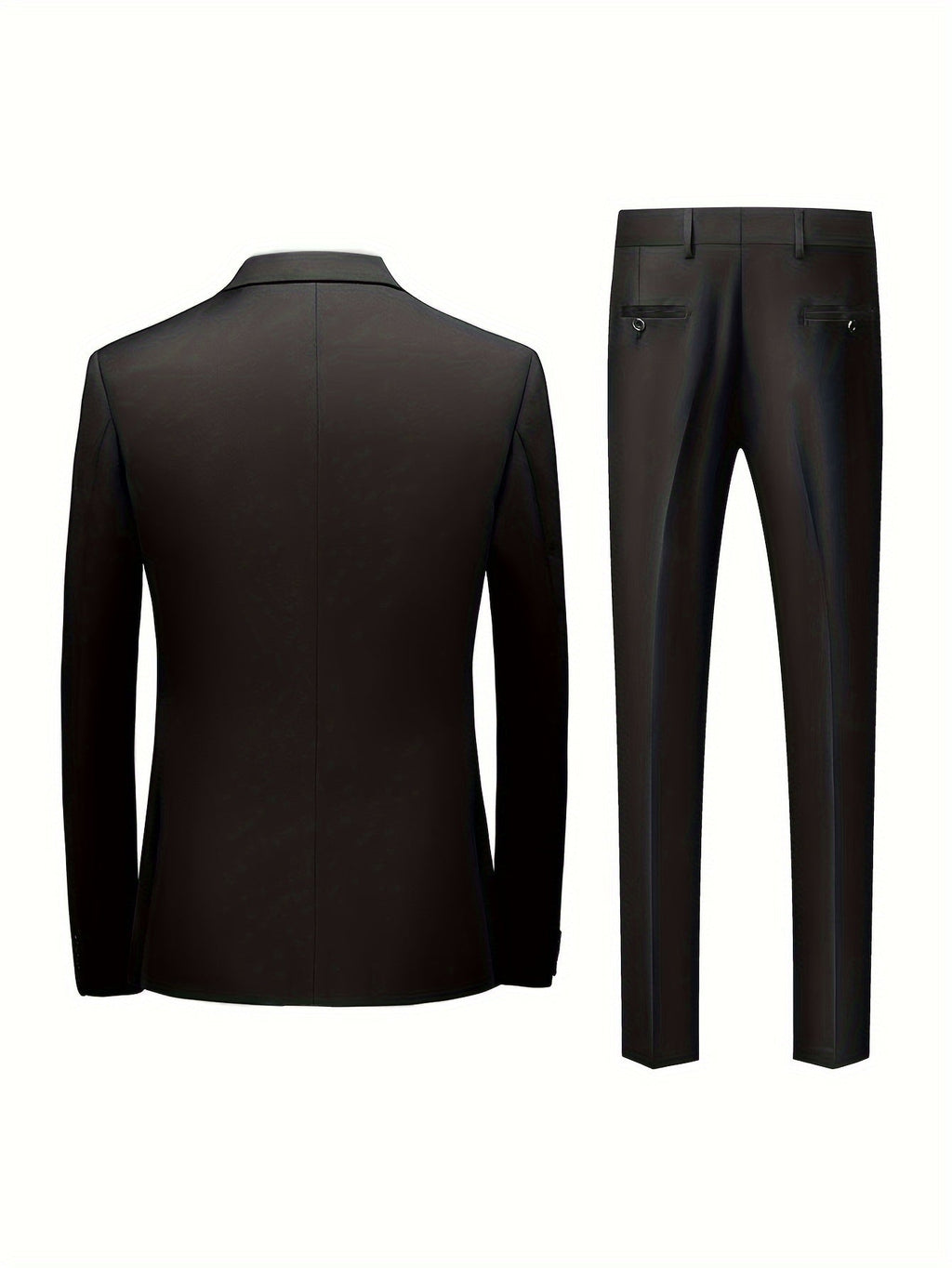 Men's Woven Suit Set with Notch Lapels and Two-Button Jacket