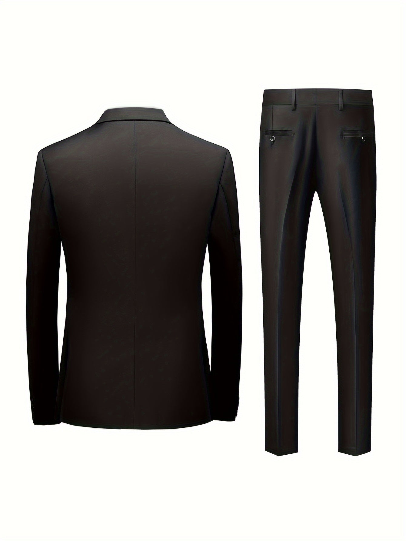 Men's Woven Suit Set with Notch Lapels and Two-Button Jacket