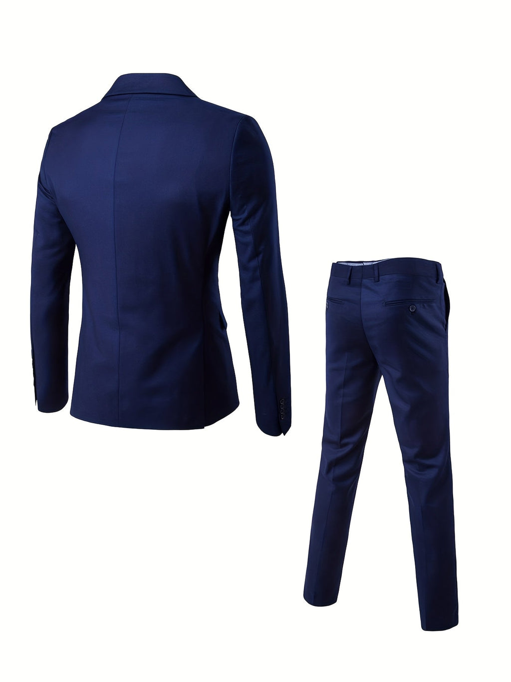 Men's Woven Suit Set with Notch Lapels and Two-Button Jacket
