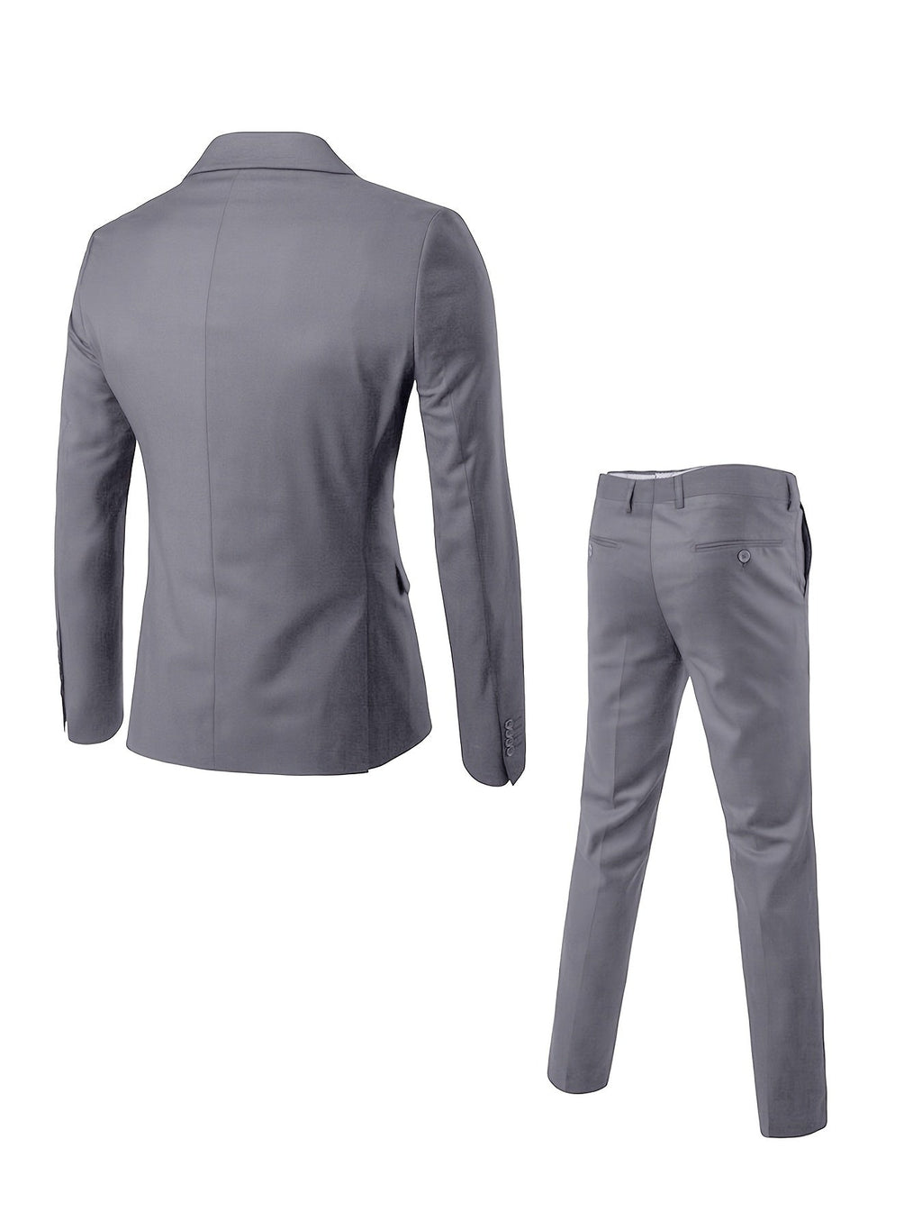 Men's Woven Suit Set with Notch Lapels and Two-Button Jacket