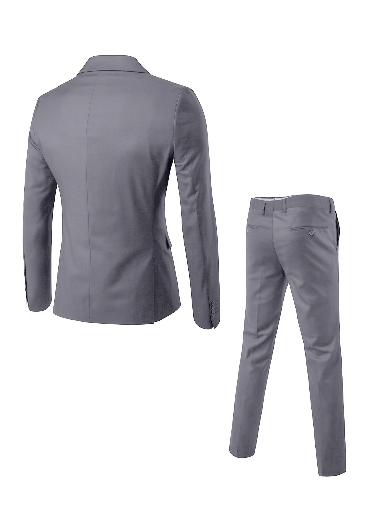 Men's Woven Suit Set with Notch Lapels and Two-Button Jacket