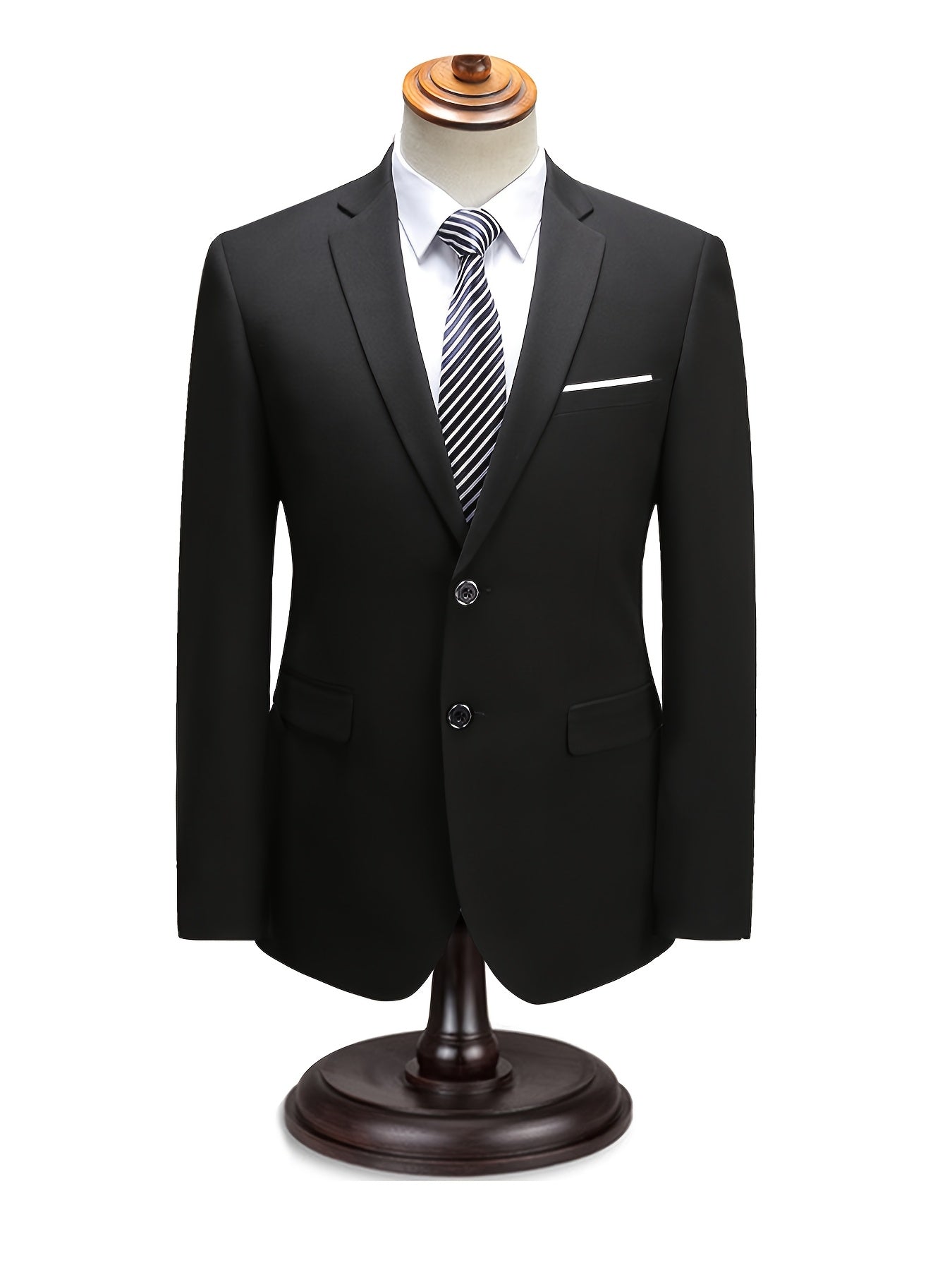 Men's Woven Suit Set with Notch Lapels and Two-Button Jacket