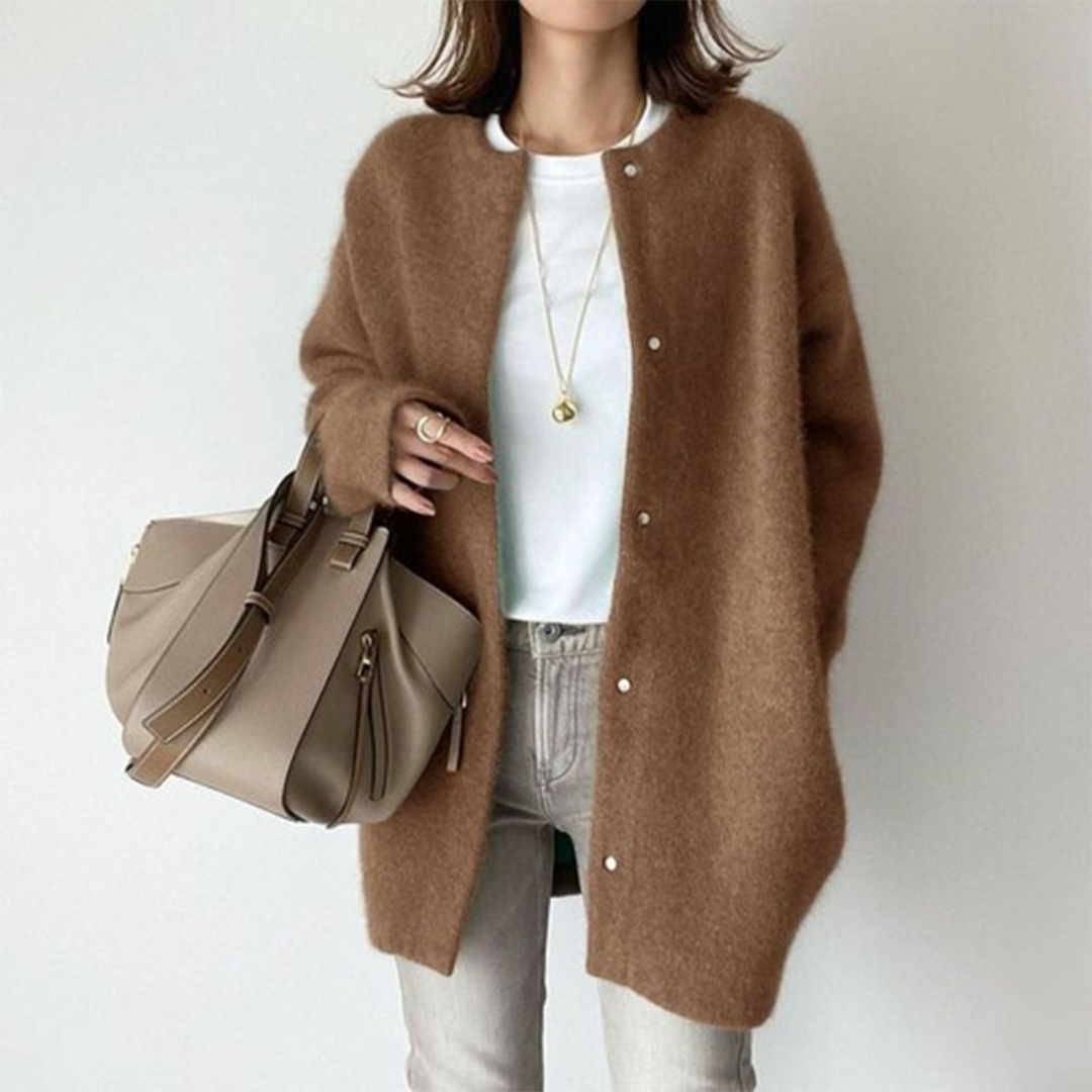 Women's Acrylic Blend Cardigan with Button Front and Pockets