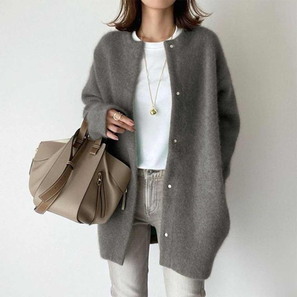 Women's Acrylic Blend Cardigan with Button Front and Pockets