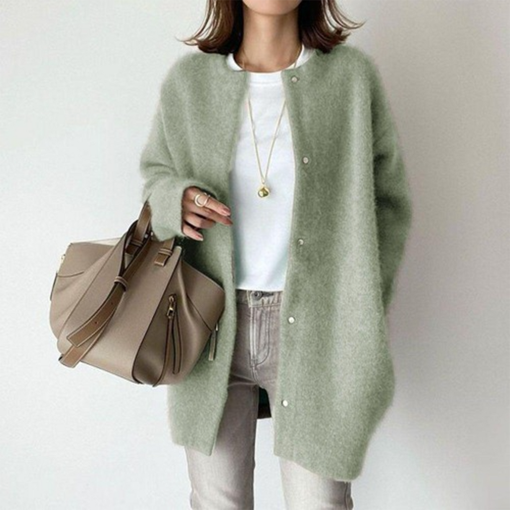 Women's Acrylic Blend Cardigan with Button Front and Pockets