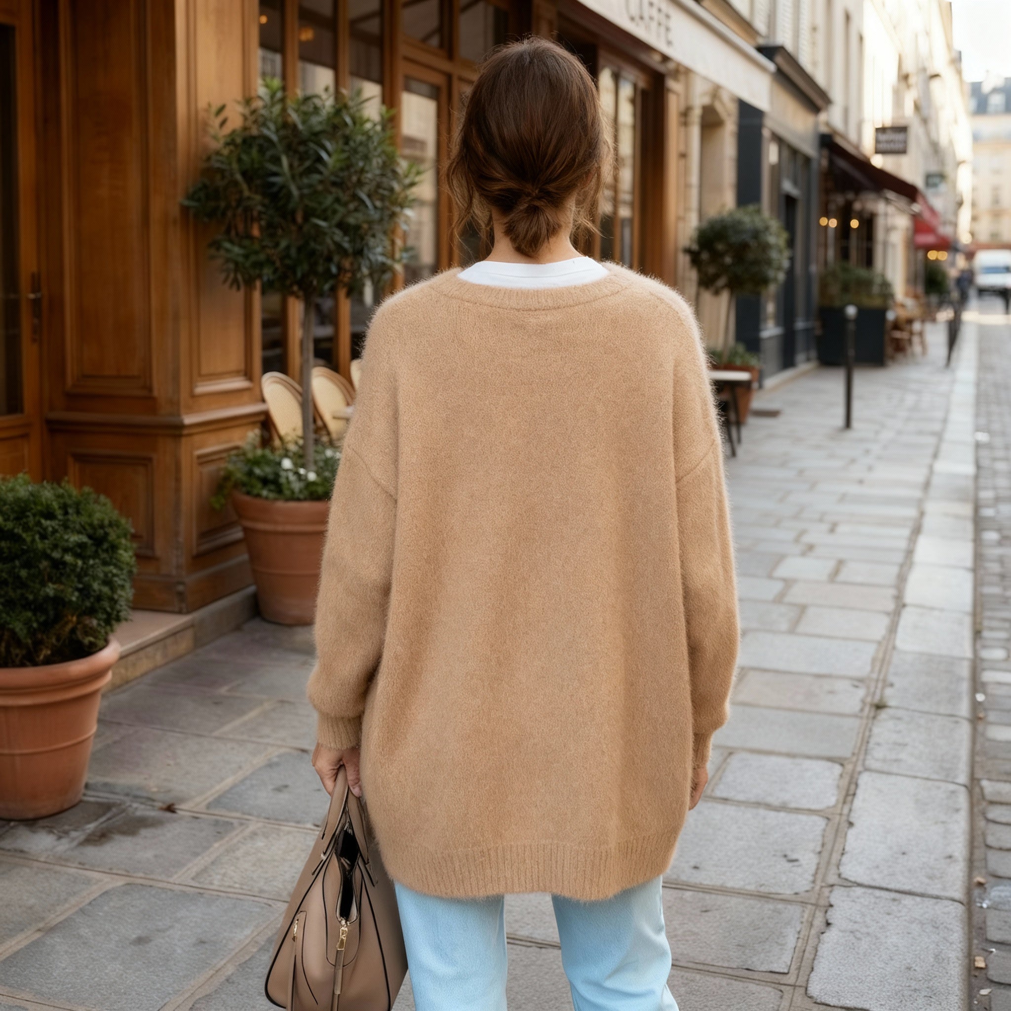 Women's Acrylic Blend Cardigan with Button Front and Pockets