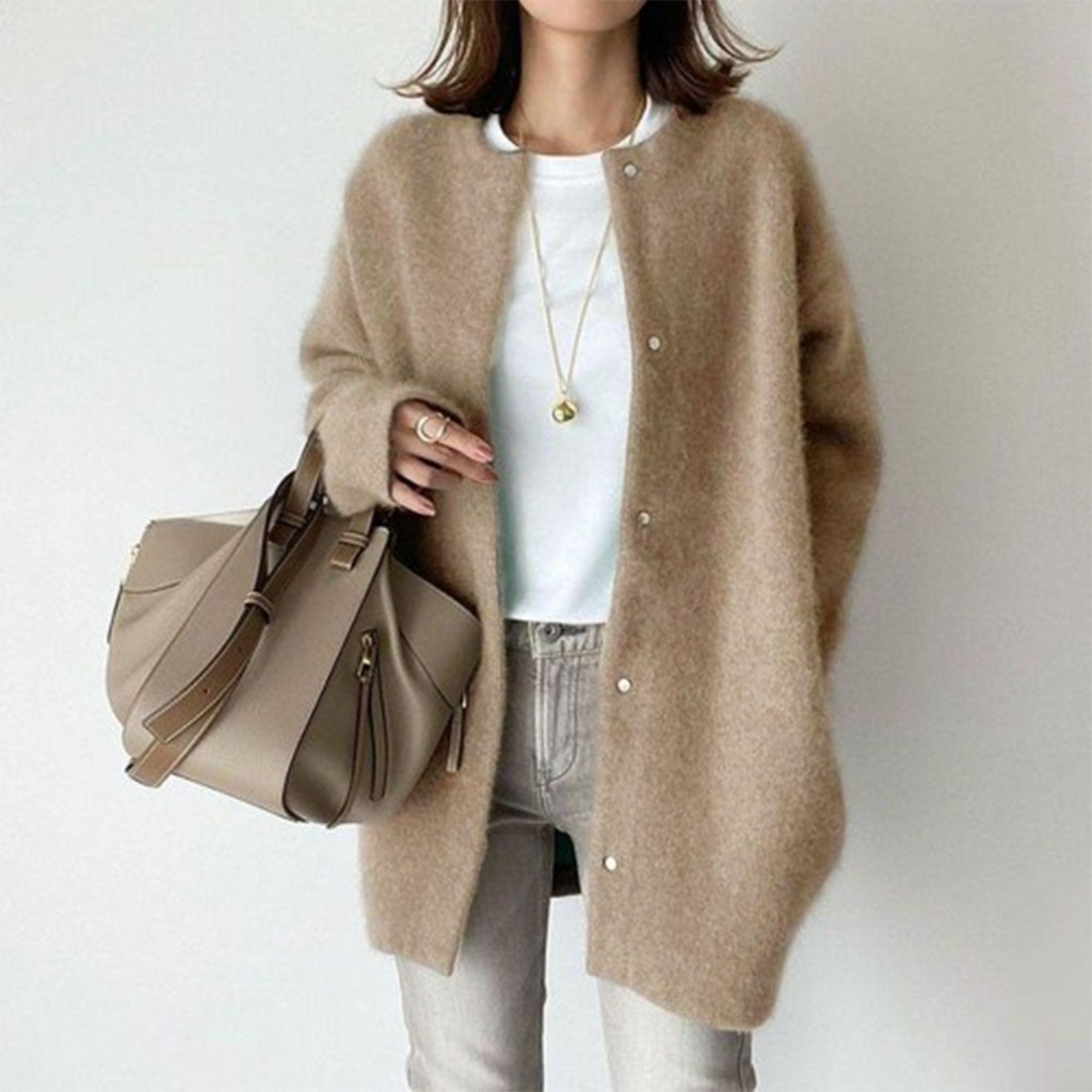 Women's Acrylic Blend Cardigan with Button Front and Pockets