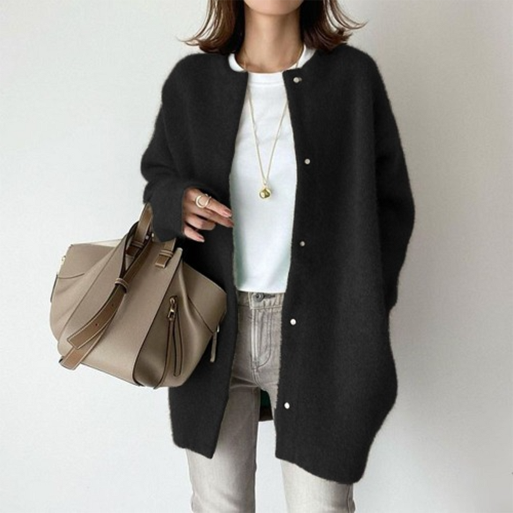 Women's Acrylic Blend Cardigan with Button Front and Pockets