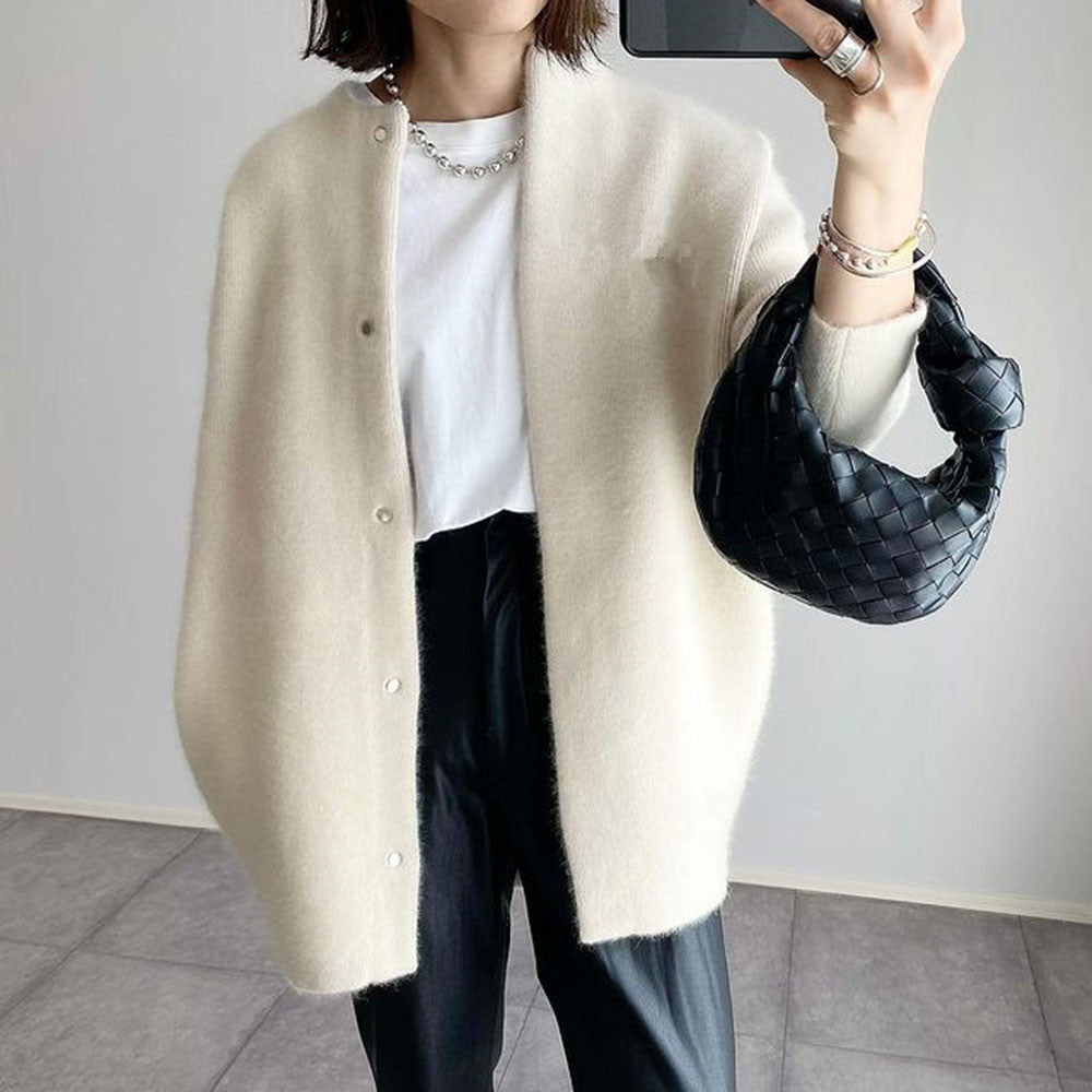Women's Acrylic Blend Cardigan with Button Front and Pockets