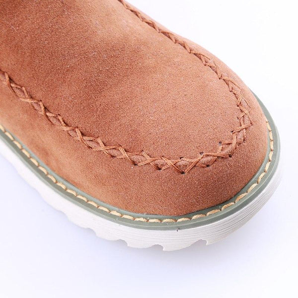 Women's Ankle Faux Suede Boots with Faux Fur Collar