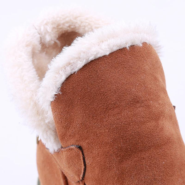 Women's Ankle Faux Suede Boots with Faux Fur Collar