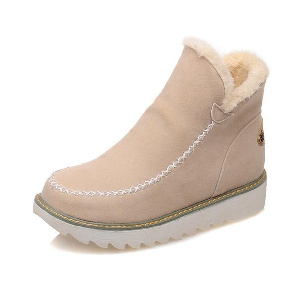 Women's Ankle Faux Suede Boots with Faux Fur Collar