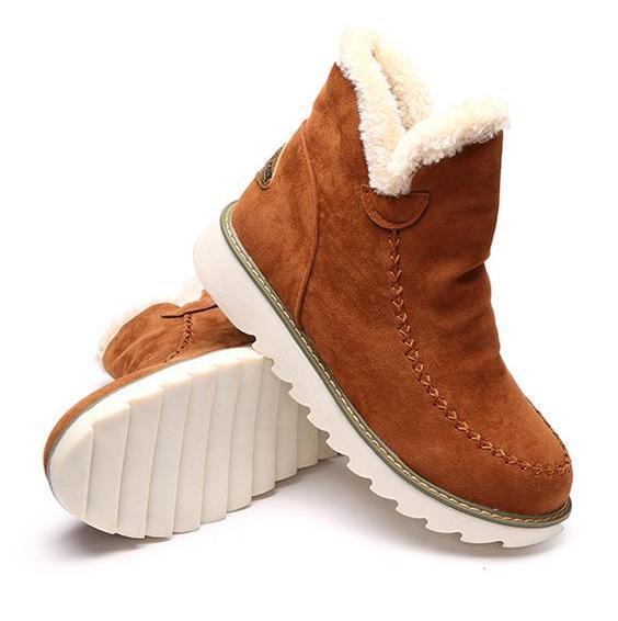 Women's Ankle Faux Suede Boots with Faux Fur Collar